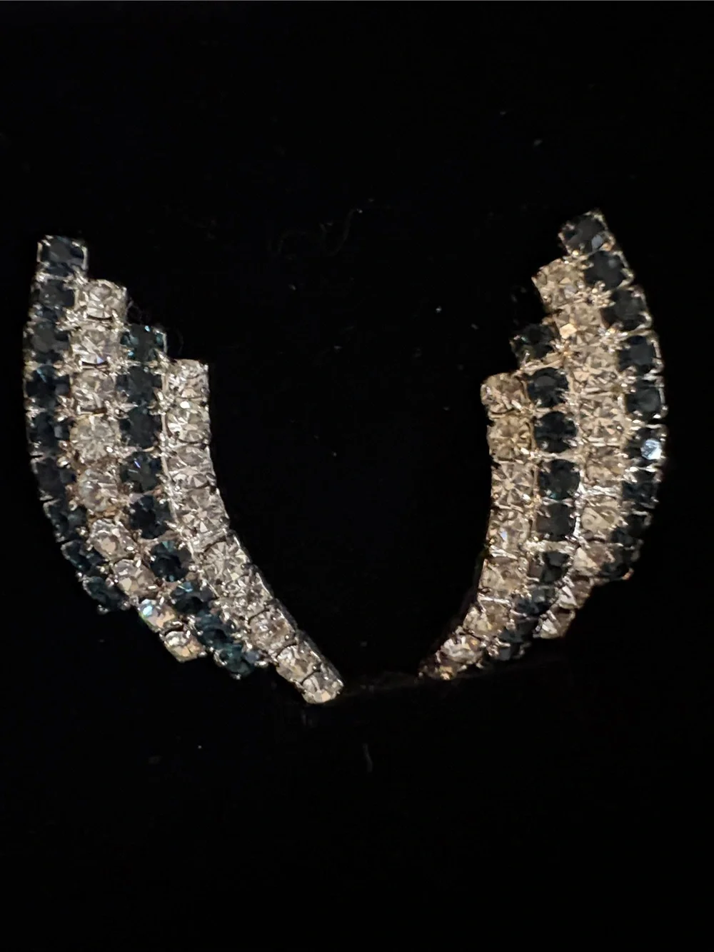 Vintage Silver Cascade Earrings - Rhinestones